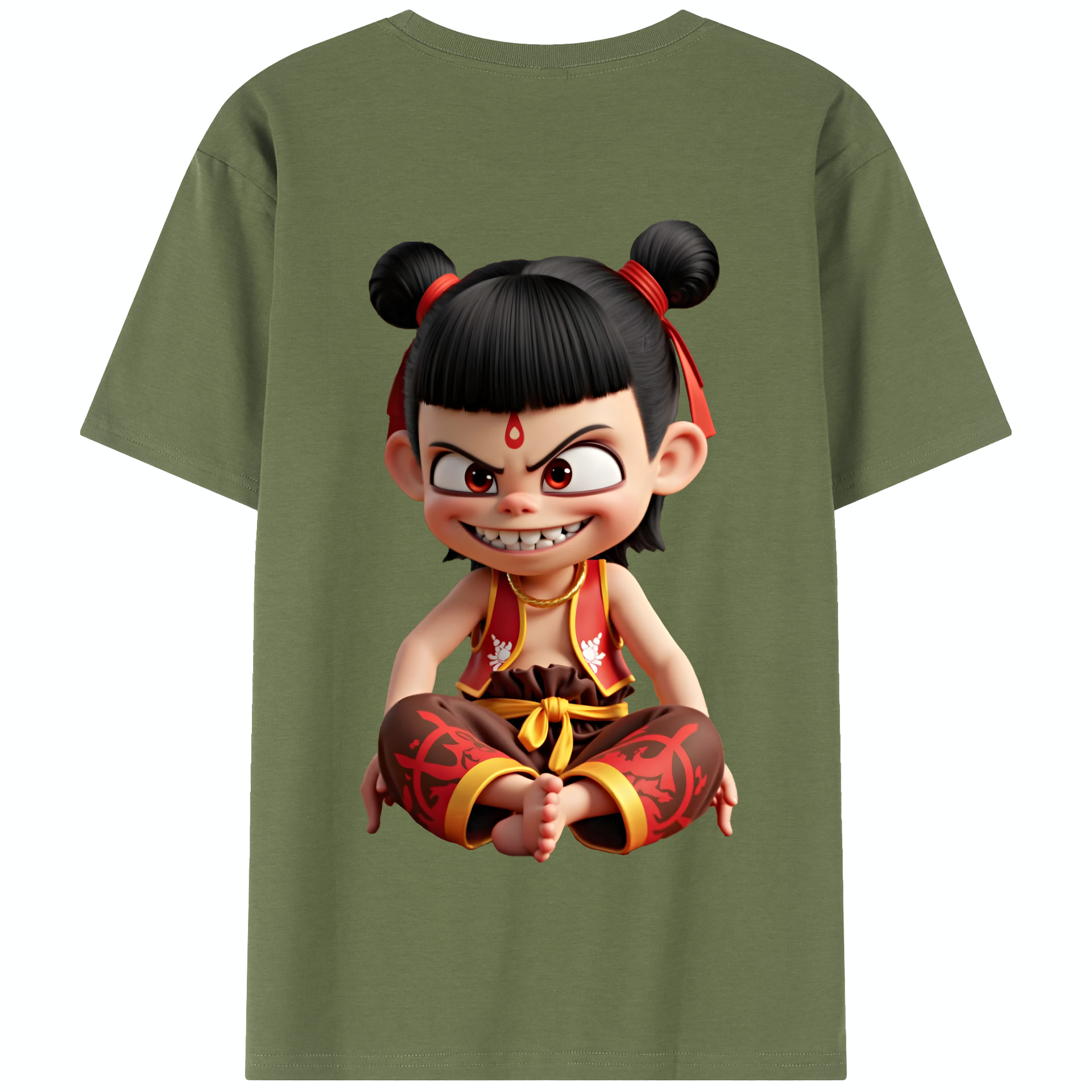 （画像用） Ne Zha 2 ナタ 魔童の大暴れ 綿100％半袖Tシャツ（背面プリント）